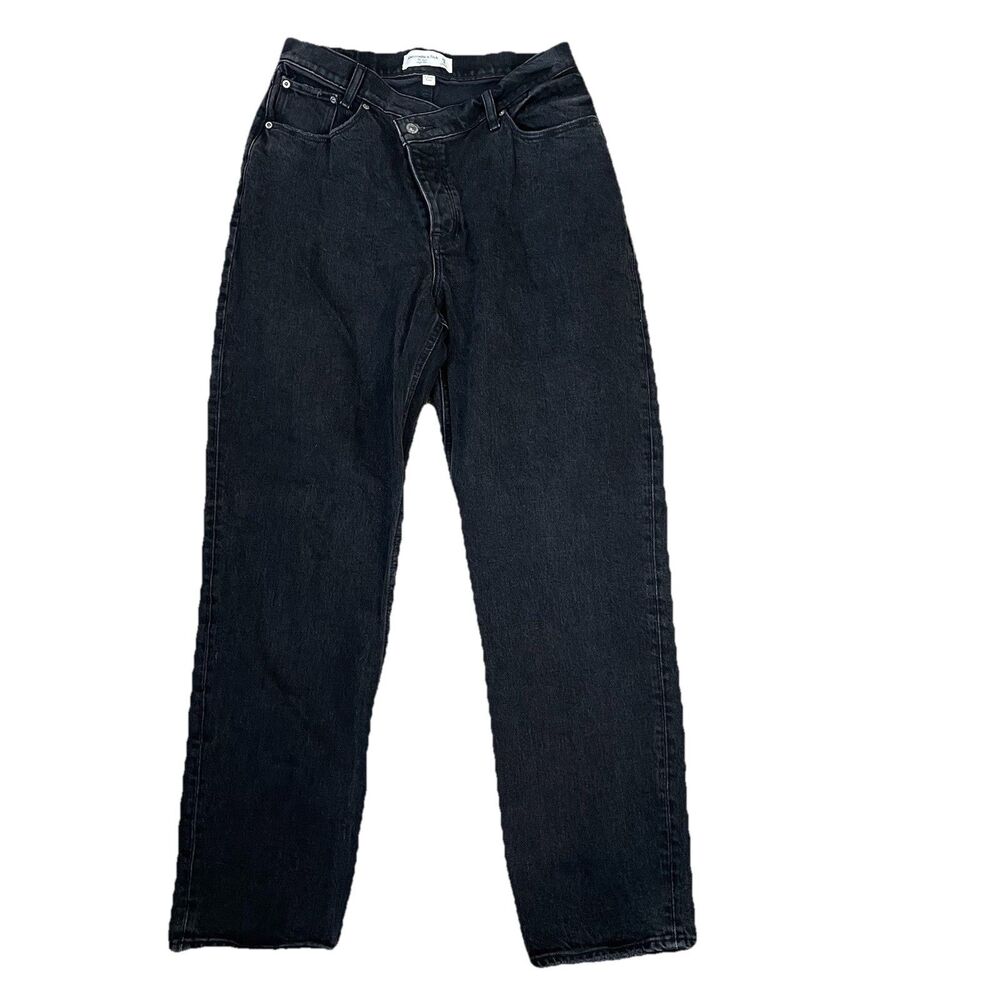 Abercrombie &‎ Fitch The Dad High Rise Curve Love Black Wash Denim Jeans 29/8R